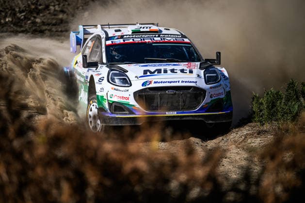 MOTORSPORTS - Rally - WRC, Motorsport Rallye, WM Rally Italia Sardegna Photo by IPA ABACAPRESS.COM89267007 - , 55 Driver Joshua McErlean and co-driver Eoin Treacy of the M Ford World Rally Team, driving the Ford Puma Rally1, are in 3rd place on the third day of the race during the FIA World Rally Championship (WRC) Rally Italia Sardegna 2026 on October 3,Alghero, Sardinia, Italy Italia Italy  Copyright: xIPAxSport ABACAx