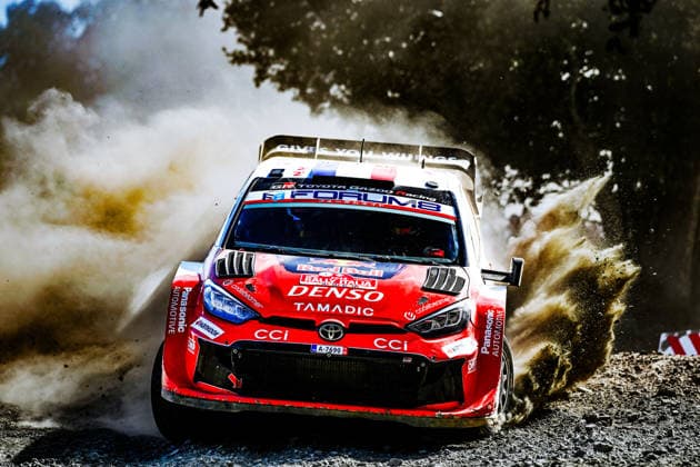 MOTOR SPORTS - Rally - WRC, Motorsport Rallye, WM Rally Italia Sardegna Photo by IPA ABACAPRESS.COM89266997 - Driver Oliver Solber and co-driver Elliott Edmondson of Team Toyota Gazoo Racing WRT are driving the Toyota GR Yaris Rally1. They are in second place on the second day of the race during the 2026 FIA World Rally Championship (WRC) Rally Italia Sardegna on October 3 in Alghero, Sardinia, Italy. Italia Italy  Copyright: xIPAxSport ABACAx