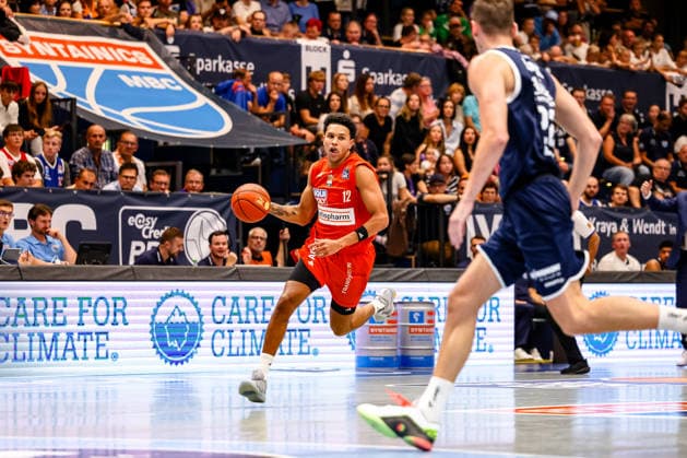 Michael Rataj, Ratiopharm Ulm, 12 on the ball, GER, Syntainics MBC vs. Ratiopharm Ulm, Basketball, 1st Bundesliga, Matchday 4, 2026–2027 season, October 3, 2026, GER, Syntainics MBC vs. Ratiopharm Ulm, Basketball, 1st Bundesliga, Matchday 4, 2026–2027 Season, October 3, 2026, Weissenfels Copyright: xEibner-Pressefoto LauraxRoemerx EP_LRR