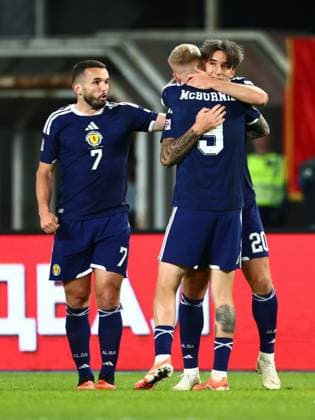 Kieron Bowie of Scotland celebrates scoring a goal to make the score 1-0. North Macedonia v Scotland, UEFA Nations League, Football, Nacionalna Arena Tose Proeski, Skopje, North Macedonia - 03 Oct 2026Skopje Nacionalna Arena Tose Proeski North Macedonia  Copyright: xNikolaxKrstic Shutterstockx 17184131bk