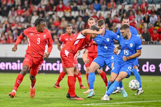 Remo Freuler of Switzerland scores his team s first goal during the UEFA Nations League 2026–27 group stage match between Switzerland and Slovenia at Luzern Arena on October 3, 2026, in Lucerne, Switzerland. Photo by Harry Langer, DeFodi Images