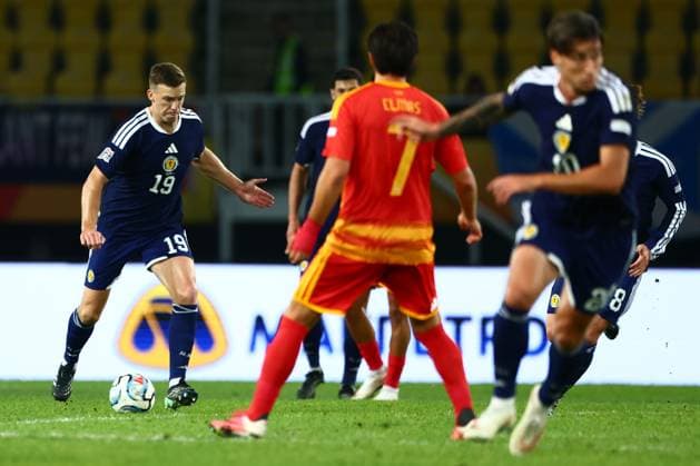 Lewis Ferguson of Scotland in action. North Macedonia v Scotland, UEFA Nations League, Football, Nacionalna Arena Tose Proeski, Skopje, North Macedonia - 03 Oct 2026Skopje Nacionalna Arena Tose Proeski North Macedonia  Copyright: xNikolaxKrstic Shutterstockx 17184131cg
