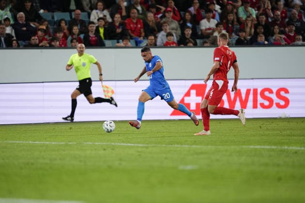 Luzern, Switzerland - October 03: Aljosa Matko (20 SLO) during the UEFA Nations League match between Switzerland and Slovenia at thermoplan arena on October 03, 2026 in Luzern, Switzerland. Copyright: xKjetilxWaberx xSPPx Sportspressphoto_SPR244744