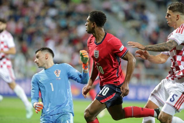 Croatia v England - UEFA Nations League 2026 27 Group A3 MD3 RIJEKA, CROATIA - OCTOBER 3: Jude Bellingam of England scores a goal during the UEFA Nations League 2026 27 group phase match between Croatia and England at Stadion HNK Rijeka on October 3, 2026 in Rijeka, Croatia.  GoranxKovacic PIXSELL
