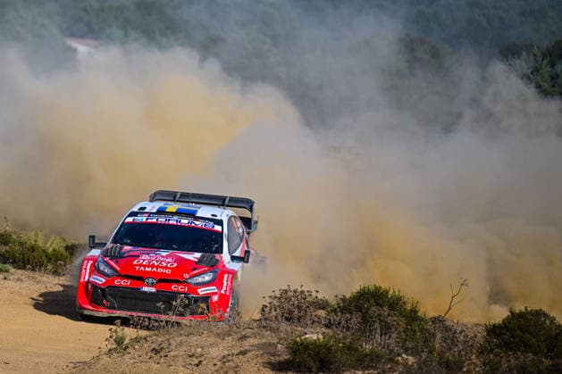 FIA WRC, Motorsport Rallye, WM 2026: Rally Italia Sardegna - Day 3 Oliver Solberg (SWE) and Elliott Edmondson (GBR) on a Toyota GR Yaris Rally1 on a Toyota GR Yaris Rally1 in action during the FIA WRC RALLY ITALIA SARDEGNA in Alghero, Italy on 1-4 October, 2026. Alghero Sardinia Italy  Copyright: xFedericoxManonix originalFilename:manoni-rallyita261003_nppyk.jpg