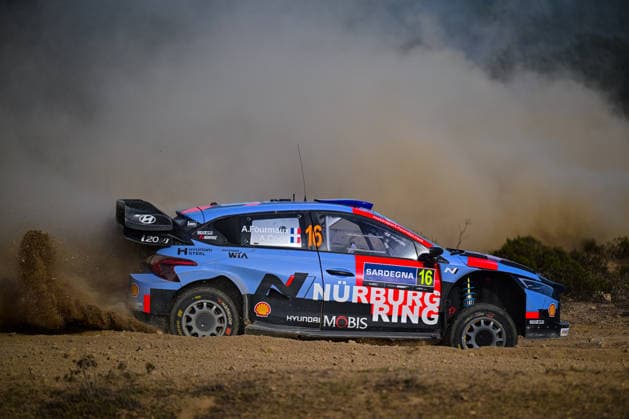 FIA WRC, Motorsport Rallye, WM 2026: Rally Italia Sardegna - Day 3 Adrien Fourmaux (FRA) and Alexandre Coria (FRA) on a Hyundai i20 N Rally1 in action during the FIA WRC RALLY ITALIA SARDEGNA in Alghero, Italy on 1-4 October, 2026. Alghero Sardinia Italy  Copyright: xFedericoxManonix originalFilename:manoni-rallyita261003_npiyX.jpg