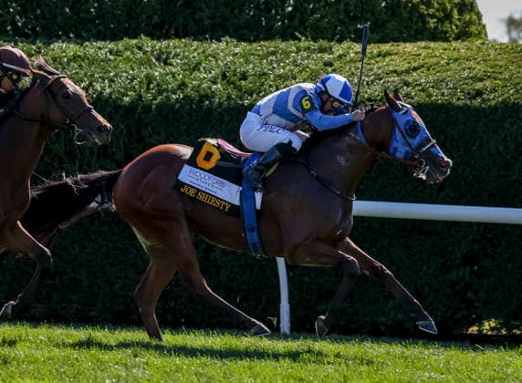October 3, 2026, Lexington, Ky, USA: Joe Shiesty (6) ridden by Fernando De La Cruz wins the Woodford Stakes presented by Fanduel (Grade 2) on Coolmore Turf Mile Day at Keeneland in Lexington, Kentucky on October 3, 2026. Eclipse Sportswire CSM Lexington USA - ZUMAcs17 20261003_faf_cs17_010 Copyright: xCaseyxLaughterx