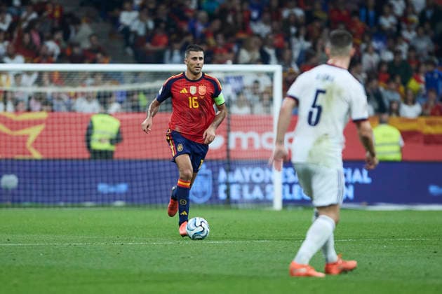 Spain - Czech Republic - UEFA Nations League 2026 27 OVIEDO, SPAIN - OCTOBER 3: Rodri of Spain runs with the ball during the UEFA Nations League 2026 27 group phase match between Spain and Czech Republic at the Carlos Tartiere Stadium on October 3, 2026 in Oviedo, Spain. (Photo by Diego Simon Photo Players Images Magara Press) Oviedo Carlos Tartiere Espana Copyright: xDiegoxSimonx