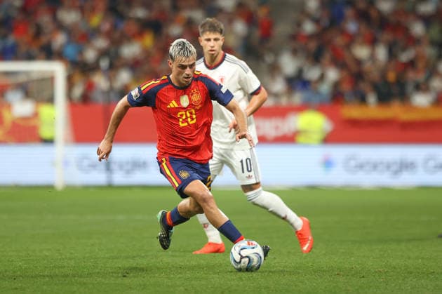 RECORD DATE NOT STATED 3rd October 2026; Carlos Tartiere Stadium, Oviedo, Spain; UEFA Nations League Football, Spain versus Czech Republic; Spain 20, Pedri, on counter attack AmandaxMcMaster