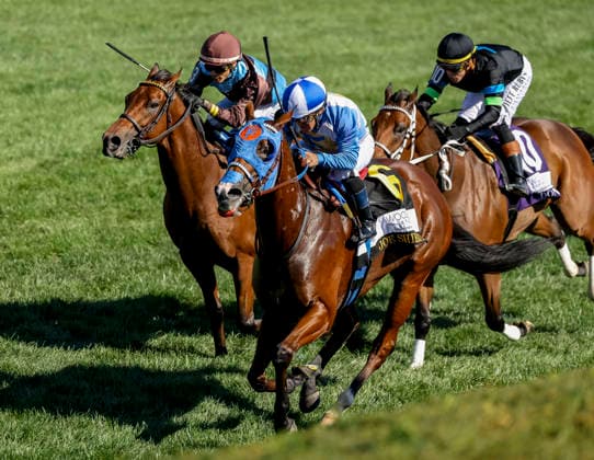 October 3, 2026, Lexington, Ky, USA: Joe Shiesty (6) ridden by Fernando De La Cruz wins the Woodford Stakes presented by Fanduel (Grade 2) on Coolmore Turf Mile Day at Keeneland in Lexington, Kentucky on October 3, 2026. Eclipse Sportswire CSM Lexington USA - ZUMAcs17 20261003_faf_cs17_014 Copyright: xCandicexChavezx