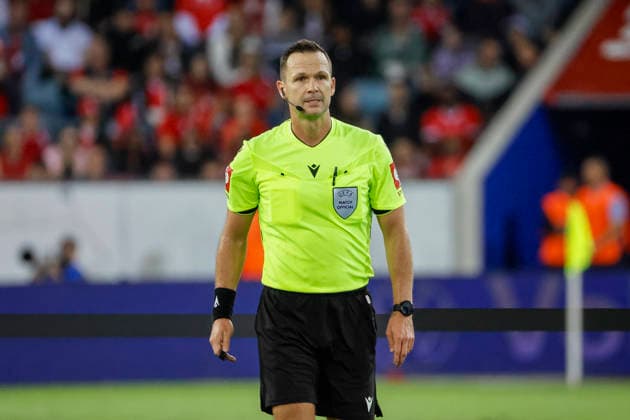 Referee Ivan Kruzliak (SVK), Switzerland, UEFA, Nations League, Matchday 3, Switzerland vs. Slovenia, October 3, 2026, Swissporarena, Lucerne, Switzerland Copyright: xGrantxHubbsx