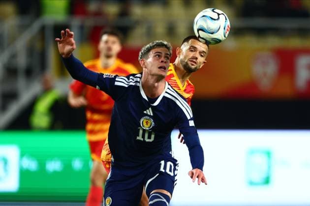 Robbie Ure of Scotland in action. North Macedonia v Scotland, UEFA Nations League, Football, Nacionalna Arena Tose Proeski, Skopje, North Macedonia - 03 Oct 2026Skopje Nacionalna Arena Tose Proeski North Macedonia  Copyright: xNikolaxKrstic Shutterstockx 17184131go