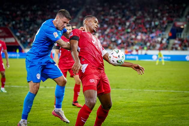 Soccer: UEFA Nations League 2026–2027, Matchday 3: Switzerland vs. Slovenia at Thermoplan Arena Lucerne; Manuel Akanji (Switzerland), No. 5 on the ball Copyright: xJOERANxSTEINSIEKx