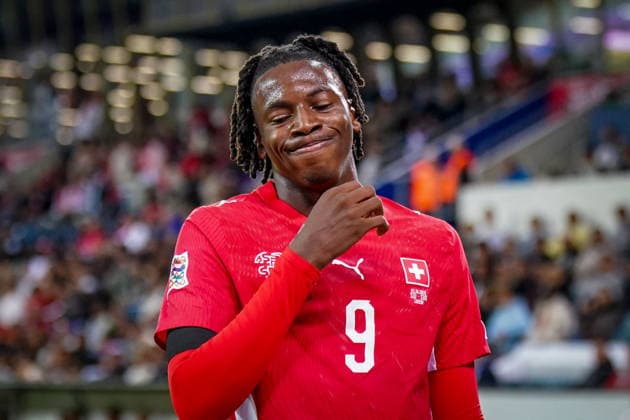 Soccer: UEFA Nations League 2026–2027, Matchday 3: Switzerland vs. Slovenia, Thermoplan Arena, Lucerne; Johan Manzambi (Switzerland), 9: Facial expressions, emotions Copyright: xJOERANxSTEINSIEKx