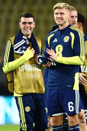 Josh Doig of Scotland celebrates after the game. North Macedonia v Scotland, UEFA Nations League, Football, Nacionalna Arena Tose Proeski, Skopje, North Macedonia - 03 Oct 2026Skopje Nacionalna Arena Tose Proeski North Macedonia  Copyright: xNikolaxKrstic Shutterstockx 17184131hq