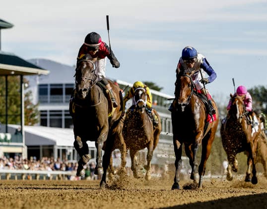 October 3, 2026, Lexington, Ky, USA: Evanescence (4) ridden by Jose Ortiz wins the Thoroughbred Club of America Stakes (Grade 2) on Coolmore Turf Mile Day at Keeneland in Lexington, Kentucky on October 3, 2026. Eclipse Sportswire CSM Lexington USA - ZUMAcs17 20261003_faf_cs17_059 Copyright: xCaseyxLaughterx