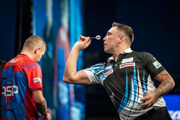 RECORD DATE NOT STATED 3rd October 2026; Mattioli Arena, Leicester, England; PDC World Grand Prix Darts Day 6; Gerwyn Price in action on the oche his semi final match against Nathan Aspinall GodfreyxPitt