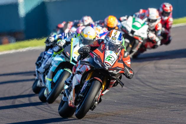 British Superbike Championship Day Two Glenn Irwin, Nitrous Coin Nitrous Competitions Racing Ducati 1000 during Race 1 of the ZYN British Superbike Championship at Donnington Park, Castle Donington 03 10 2026 UK Newspapers OUT Copyright: xMichaelxWincottx FIL-24021-0001
