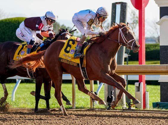 October 3, 2026, Lexington, Ky, USA: American History (6) ridden by John Velazquez wins the Claiborne Breeders Futurity (Grade 1) at Keeneland in Lexington, Kentucky on October 3, 2026. Eclipse Sportswire CSM Lexington USA - ZUMAcs17 20261003_faf_cs17_097 Copyright: xJessicaxMorganx