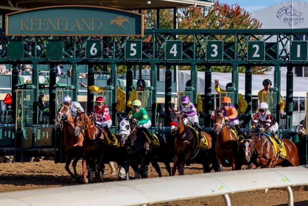 October 3, 2026, Lexington, Ky, USA: American History (6) ridden by John Velazquez wins the Claiborne Breeders Futurity (Grade 1) at Keeneland in Lexington, Kentucky on October 3, 2026. Eclipse Sportswire CSM Lexington USA - ZUMAcs17 20261003_faf_cs17_181 Copyright: xCaseyxLaughterx