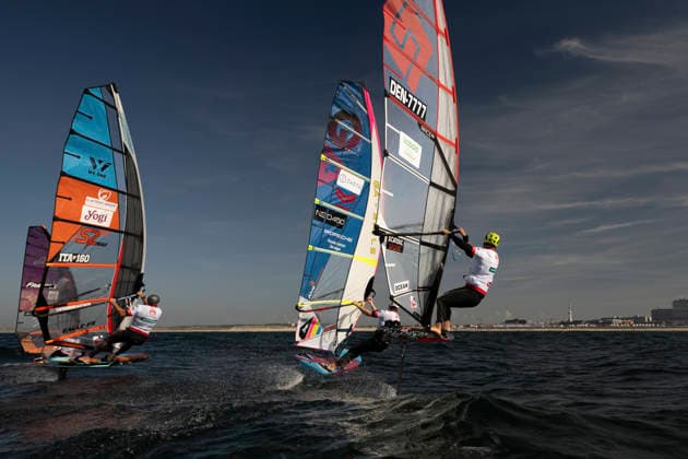 PWA Citroën World Windsurfing Tour Sylt 2026 Day 8 Slalom Foil Men Sylt Westerland, October 3, 2026 Bruno Martini Slalom Foil Men, Italy, ITA 160 Sem Stroosma Slalom Foil Men, Argentina, NED 450 Noah Vinther Slalom Foil Men, Denmark, DEN 7777 PWA Citroën World Windsurfing Tour Sylt 2026 Day 8 Slalom Foil Men on October 3, 2026, off Brandenburger Beach, motorboat on Sylt, Westerland, Germany Copyright: xBEAUTIFULxSPORTS AndreasxDickx
