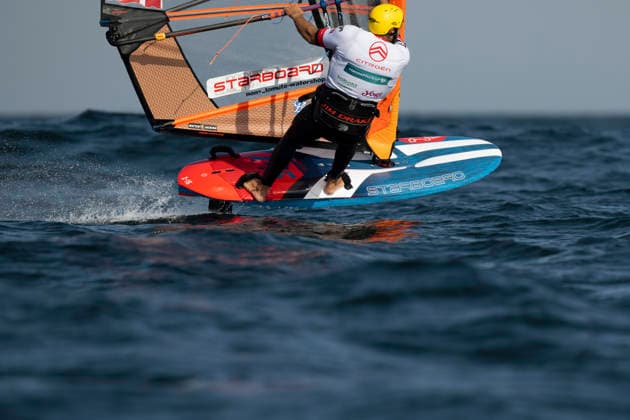 PWA Citroën World Windsurfing Tour Sylt 2026 Day 8 Slalom Foil Men Sylt Westerland, October 3, 2026 Matteo Iachino Slalom Foil Men, Italy, ITA 140 PWA Citroën World Windsurfing Tour Sylt 2026 Day 8 Slalom Foil Men on October 3, 2026, off Brandenburger Beach, motorboat on Sylt, Westerland, Germany Copyright: xBEAUTIFULxSPORTS AndreasxDickx