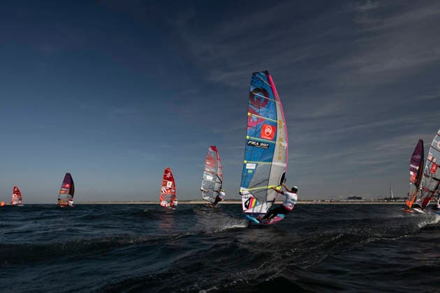 PWA Citroën World Windsurfing Tour Sylt 2026 Day 8 Slalom Foil Men Sylt Westerland, October 3, 2026 Fabian Wolf Slalom Foil Men, Germany, GER 404 Noah Vinther Slalom Foil Men, Denmark, DEN 7777 Alexis Mathis Slalom Foil Men, France, FRA 997 PWA Citroën World Windsurfing Tour Sylt 2026 Day 8 Slalom Foil Men on October 3, 2026, off Brandenburger Beach, motorboat on Sylt, Westerland, Germany Copyright: xBEAUTIFULxSPORTS AndreasxDickx
