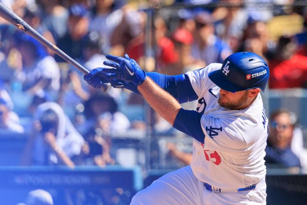 October 3, 2026, Los Angeles, California, USA: Max Muncy 13 of the Los Angeles Dodgers at bat during a NLDS Game 1 against the Atlanta Braves on Saturday October 3, 2026 at Dodger Stadium in Los Angeles, California. JAVIER ROJAS PI Los Angeles USA - ZUMAp124 20261003_zaa_p124_013 Copyright: xJavierxRojasx