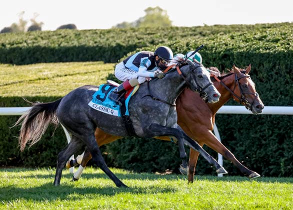 HORSE RACING 2026: Coolmore Turf Mile Day Keeneland OCT 03 October 3, 2026, Lexington, Ky, USA: Classic Q (9) ridden by John Velazquez wins the First Lady Stakes (Grade 1) at Keeneland in Lexington, Kentucky on October 3, 2026. Tim Sudduth Eclipse Sportswire CSM(Credit Image: Â Tim Sudduth Cal Media) Lexington Ky USA EDITORIAL USE ONLY Copyright: xx ZUMA-20261003_faf_cs17_267.jpg TimxSudduthx csmphotothree530207