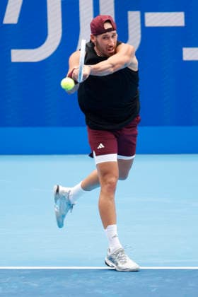 October 4, 2026, Tokyo, Japan: Kyrian Jacquet (France) returns a shot against Jaume Munar (Spain) during their Quarter-final match at the Kinoshita Group Japan Open Tennis Championships at Ariake Colosseum in Tokyo. The tournament runs from September 29 to October 6. Munar won 6-4, 6-2. Tokyo Japan - ZUMAm191 20261004_aap_m191_002 Copyright: xRodrigoxReyesxMarinx