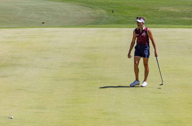 October 3, 2026, Honolulu, Hawaii, USA: PAULINE ROUSSIN-BOUCHARD gets frustrated at the 7th green during Round 3 of the 2026 Lotte Championship at Hoakalei Country Club, Ewa Beach, Hawaii, USA. Honolulu USA - ZUMAm310 20261003_zsp_m310_029 Copyright: xElliotxMilesx