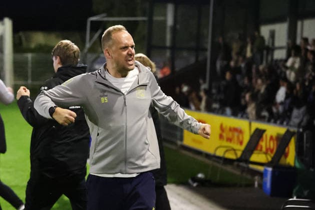 October 3, 2026, Soccer, Men s, Regionalliga Nord, Matchday 12, BSV Kickers Emden vs. SV Todesfelde; Coach Björn Sörensen; SV Todesfelde celebrates the away win