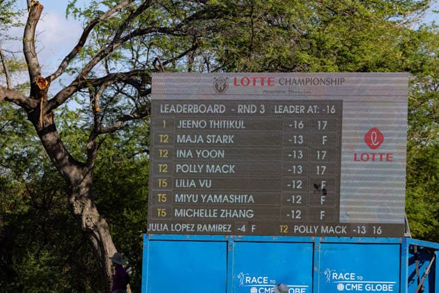 October 3, 2026, Honolulu, Hawaii, USA: By 4:30PM during the 3rd round, JEENO THITIKUL retakes the lead at -16 at the 2026 Lotte Championship at Hoakalei Country Club, Ewa Beach, Hawaii, USA. Honolulu USA - ZUMAm310 20261003_zsp_m310_064 Copyright: xElliotxMilesx