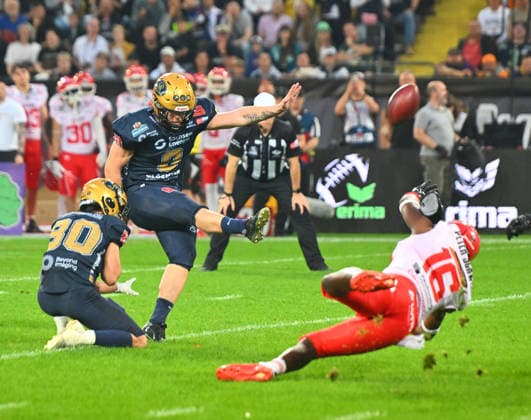 Kicker Florian Finke, Dresden; GFL Bowl; Bowl; German Championship Final between the Dresden Monarchs and the Potsdam Royals; Final; American football; German Football League; GFL; Dresden; Rudolf Harbig Stadium, Dresden; October 3, 2026;