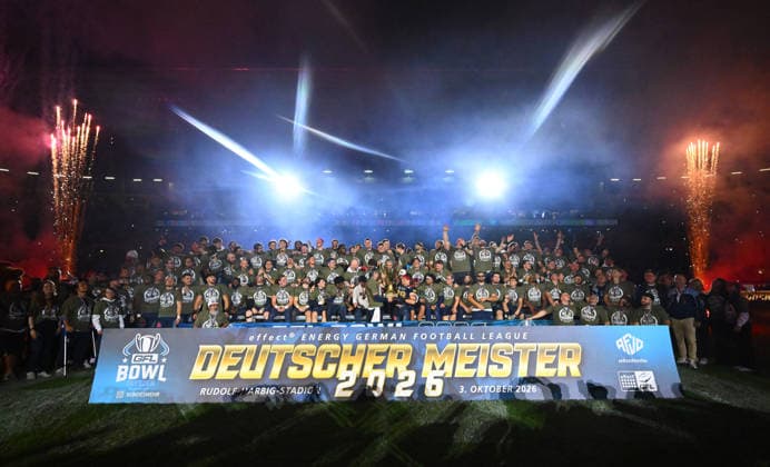 The Dresden Monarchs are the 2026 German Champions, Award Ceremony, GFL Bowl, Bowl, German Championship Final between the Dresden Monarchs and the Potsdam Royals, Final, American Football, German Football League, GFL, Dresden, Rudolf Harbig Stadium Dresden, October 3, 2026,