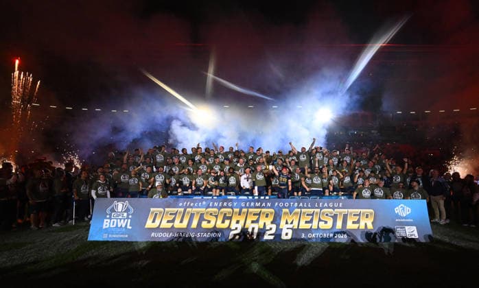 The Dresden Monarchs are the 2026 German Champions, Award Ceremony, GFL Bowl, Bowl, German Championship Final between the Dresden Monarchs and the Potsdam Royals, Final, American Football, German Football League, GFL, Dresden, Rudolf Harbig Stadium Dresden, October 3, 2026,