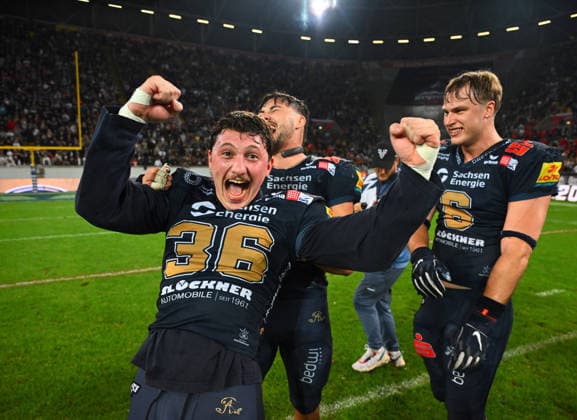 Lucas Masero Dresden, Celebrations, Championship Celebration, the Dresden Monarchs are the 2026 German Champions, GFL Bowl, Bowl, German Championship Final between the Dresden Monarchs and the Potsdam Royals, Final, American Football, German Football League, GFL, Dresden, Rudolf Harbig Stadium Dresden, October 3, 2026,