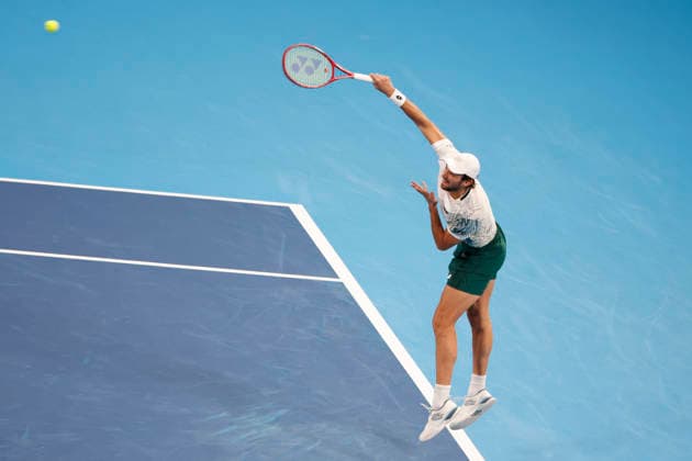 October 4, 2026, Tokyo, Japan: Valentin Vacherot (Monaco) serves against Arthur Fils (France) during their quarterfinal match at the Kinoshita Group Japan Open Tennis Championships at Ariake Colosseum in Tokyo. The tournament runs from September 29 to October 6. Vacherot won 7-5, 4-6, 6-4. Tokyo Japan - ZUMAm191 20261004_aap_m191_113 Copyright: xRodrigoxReyesxMarinx
