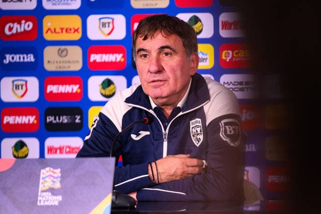 October 4, 2026: Head coach Gheorghe Hagi of the Romanian men’s national soccer team at a press conference on October 4, 2026 in Bucharest. Photo by Ludvig Thunman, BILDBYRAN, code LT LT0825: soccer, football, Fotball Nations League, UEFA Nations League, press conference, Romania, bbeng, soccer, football, Fotball Nations League, UEFA Nations League, press conference, Romaniabbeng Copyright: LUDVIGxTHUNMAN BB261004LT007