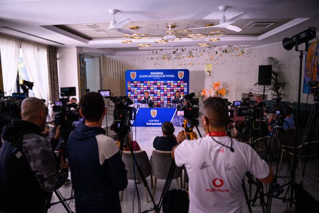 October 4, 2026: Head coach Gheorghe Hagi of the Romanian men’s national soccer team at a press conference on October 4, 2026 in Bucharest. Photo by Ludvig Thunman, BILDBYRAN. Code: LT LT0825. soccer, football, Fotball Nations League, UEFA Nations League, press conference, Romania, bbeng, soccer, football, Fotball Nations League, UEFA Nations League, press conference, Romaniabbeng Copyright: LUDVIGxTHUNMAN BB261004LT010