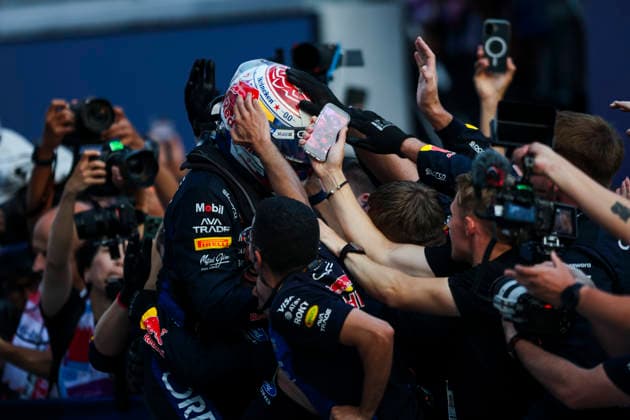 F1 - BAHRAIN GRAND PRIX IN MALAYSIA 2026 VERSTAPPEN Max (nld), Red Bull Racing Ford RB22, portrait celebrating his win during the 2026 Formula 1 Bahrain Grand Prix in Malaysia, 16th round of the 2026 Formula One World Championship, WM, Weltmeisterschaft from October 2 to 4, 2026 on the Sepang International Circuit, in Sepang, Malaysia - SepangMalaysia  Copyright: xXavixBonillax