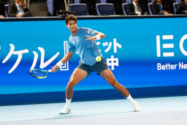 October 4, 2026, Tokyo, Japan: Adolfo Daniel Vallejo (Paraguay) returns a shot against Jiri Lehecka (Czechia) during their quarterfinal match at the Kinoshita Group Japan Open Tennis Championships at Ariake Colosseum in Tokyo. The tournament runs from September 29 to October 6. Lehecka won 6-1, 6-1. Tokyo Japan - ZUMAm191 20261004_aap_m191_150 Copyright: xRodrigoxReyesxMarinx