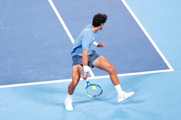 October 4, 2026, Tokyo, Japan: Adolfo Daniel Vallejo (Paraguay) returns a shot against Jiri Lehecka (Czechia) during their quarterfinal match at the Kinoshita Group Japan Open Tennis Championships at Ariake Colosseum in Tokyo. The tournament runs from September 29 to October 6. Lehecka won 6-1, 6-1. Tokyo Japan - ZUMAm191 20261004_aap_m191_151 Copyright: xRodrigoxReyesxMarinx