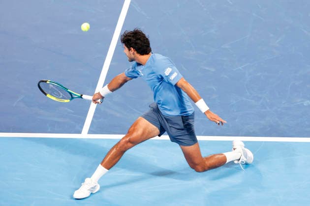 October 4, 2026, Tokyo, Japan: Adolfo Daniel Vallejo (Paraguay) returns a shot against Jiri Lehecka (Czechia) during their quarterfinal match at the Kinoshita Group Japan Open Tennis Championships at Ariake Colosseum in Tokyo. The tournament runs from September 29 to October 6. Lehecka won 6-1, 6-1. Tokyo Japan - ZUMAm191 20261004_aap_m191_156 Copyright: xRodrigoxReyesxMarinx