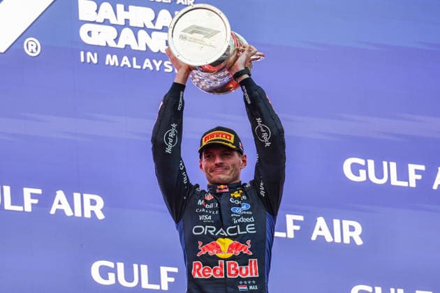 SEPANG, SGR - OCTOBER 04: Max Verstappen of Netherlands and Oracle Red Bull Racing celebrate on the podium after winning the race of the Formula 1 Gulf Air Bahrain Grand Prix on October 04, 2026 held at Sepang International Circuit in Sepang, Malaysia. (Photo by Hazrin Yeob Men Shah Icon Sportswire) AUTO: OCT 04 F1 Bahrain Grand Prix in Malaysia EDITORIAL USE ONLY Icon37826100411876