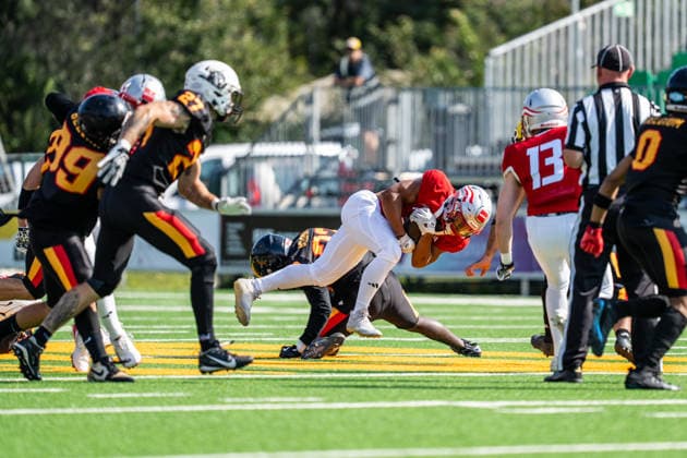 AMERICAN FOOTBALL - IFAF EC, AUT vs BEL SALZBURG,AUSTRIA,04.OCT.26 - AMERICAN FOOTBALL - IFAF European Championship, EM, Europameisterschaft Austria vs Belgium. Image shows Dean Opara (AUT).  GEPAxpictures xJulioxArellano