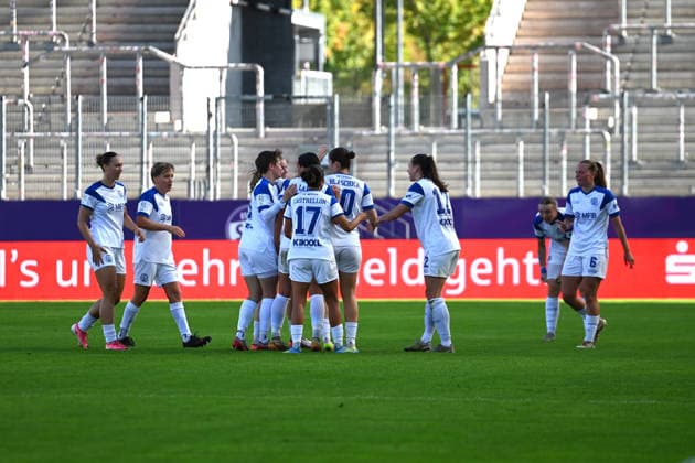 Goal Celebration: SV Meppen, Women s Bundesliga 2, SGS Essen vs. SV Meppen, October 4, 2026 Goal Celebration: SV Meppen, Women s Bundesliga 2, Matchday 8, SGS Essen vs. SV Meppen on October 4, 2026, at the Stadion an der Hafenstraße in Essen