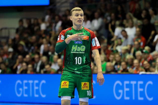 October 4, 2026, xgox, Handball: Opel HBL SC Magdeburg vs. HC Erlangen emspor, from left: Gisli, Thorgeir, Kristjansson (Magdeburg), 10 (Magdeburg)