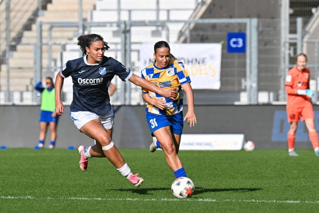 Soccer I Women I 2026–2027 Season I 2. Bundesliga I Matchday 8 I FC Carl Zeiss Jena vs. SC Sand I October 4, 2026 Melissa Ugochukwu 7, SC Sand, Nelly Juckel 31, FC Carl Zeiss Jena, Ernst Abbe Sportfeld, ad hoc Arena, Thuringia, Germany Copyright: xLobeca InesxHähnelx