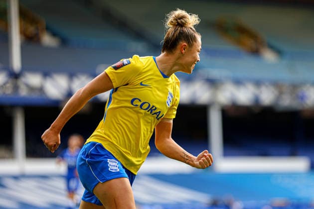 LIVERPOOL, ENGLAND - October 4: Goal. Oceane Hurtre of Birmingham City celebrates scoring during the Barclays Womens Super League game between Everton and Birminghan City at Goodison Park on October 4, 2026 in Liverpool, England. (Photo by Natalie Mincher Sports Press Photo SPP) Copyright: xNataliexMincher SPPx Sportspressphoto_SPR245333